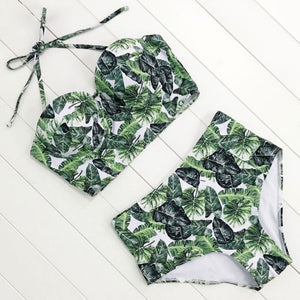 2019 Floral Print High Waist Bikinis