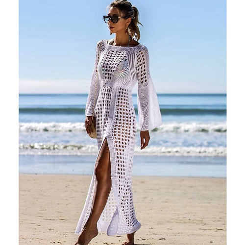 Crochet White Knitted Beach Pareos