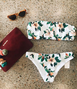 2019 Strapless Swimsuit Printed