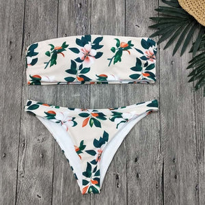 2019 Strapless Swimsuit Printed