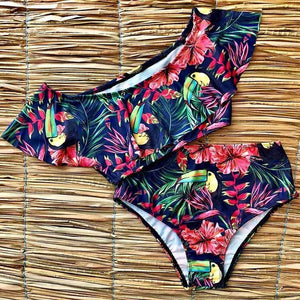 2019 High Waist Flamingo Bikinis