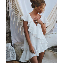 Load image into Gallery viewer, White Ruffle Beach Dress